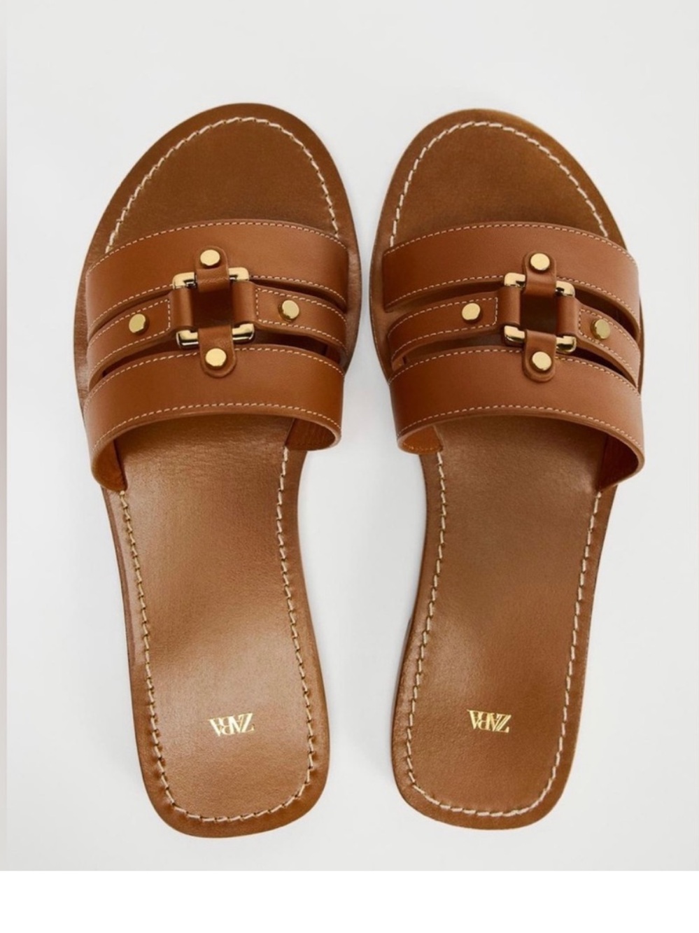 🤎 Zara Leather Sandals – Effortless European Summer Style – Size 38 / US 8